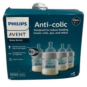 Philips Avent Anti-Colic Baby Bottles 4-Pack 4 oz‎ Clear SCF403/44